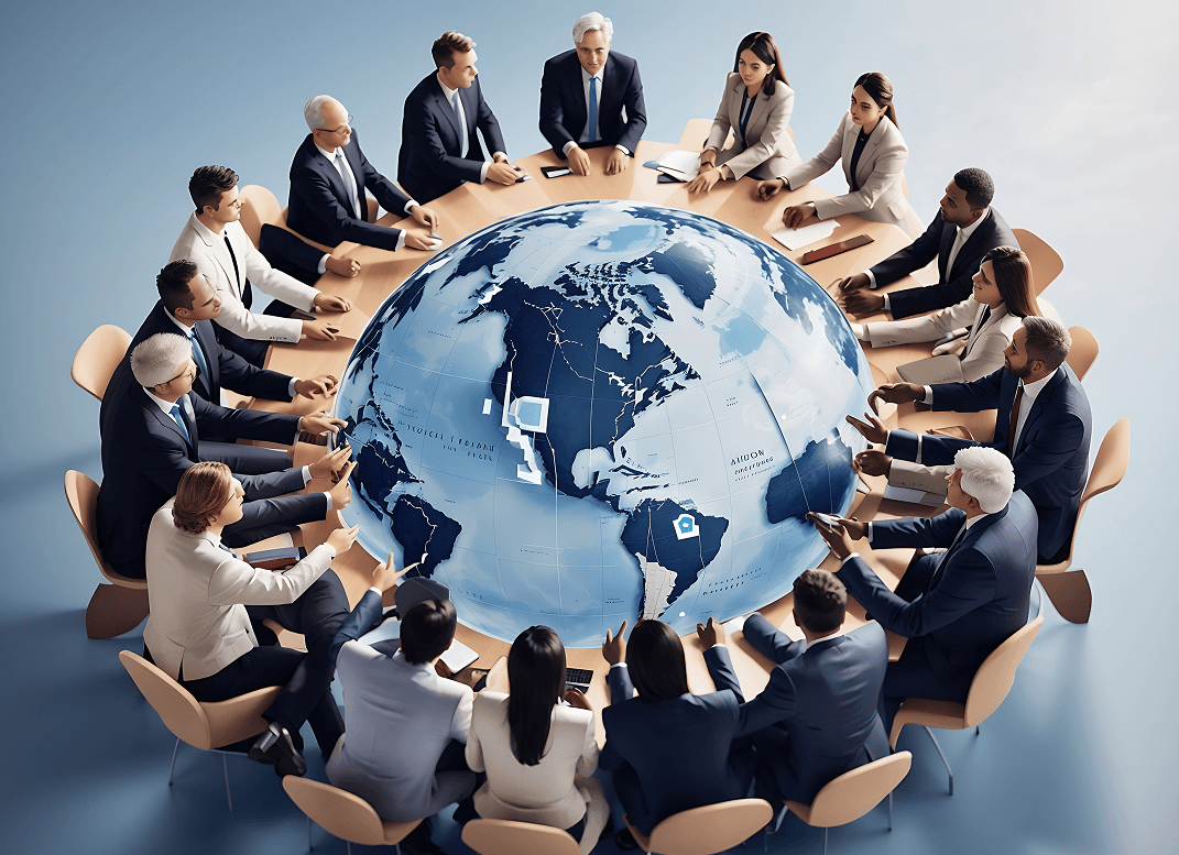 Leaders around a global roundtable